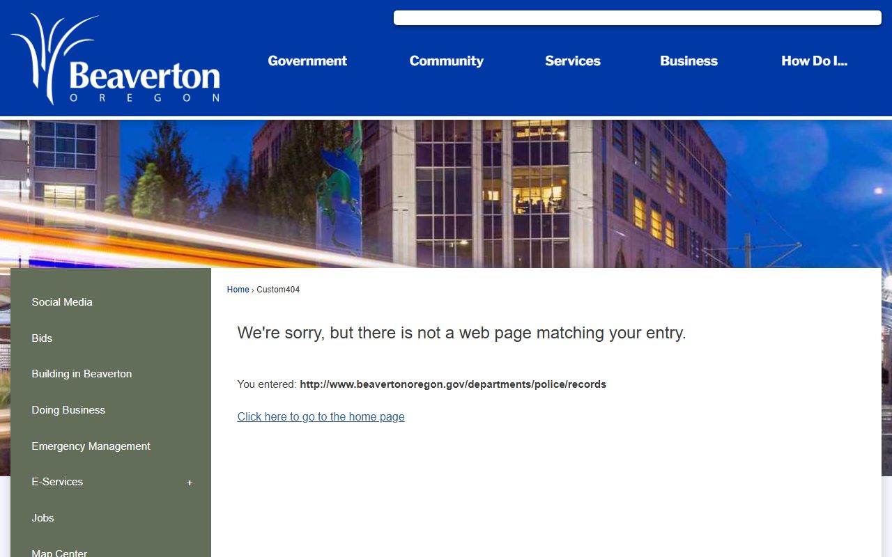 Beaverton Police Department records portal for Beaverton white pages