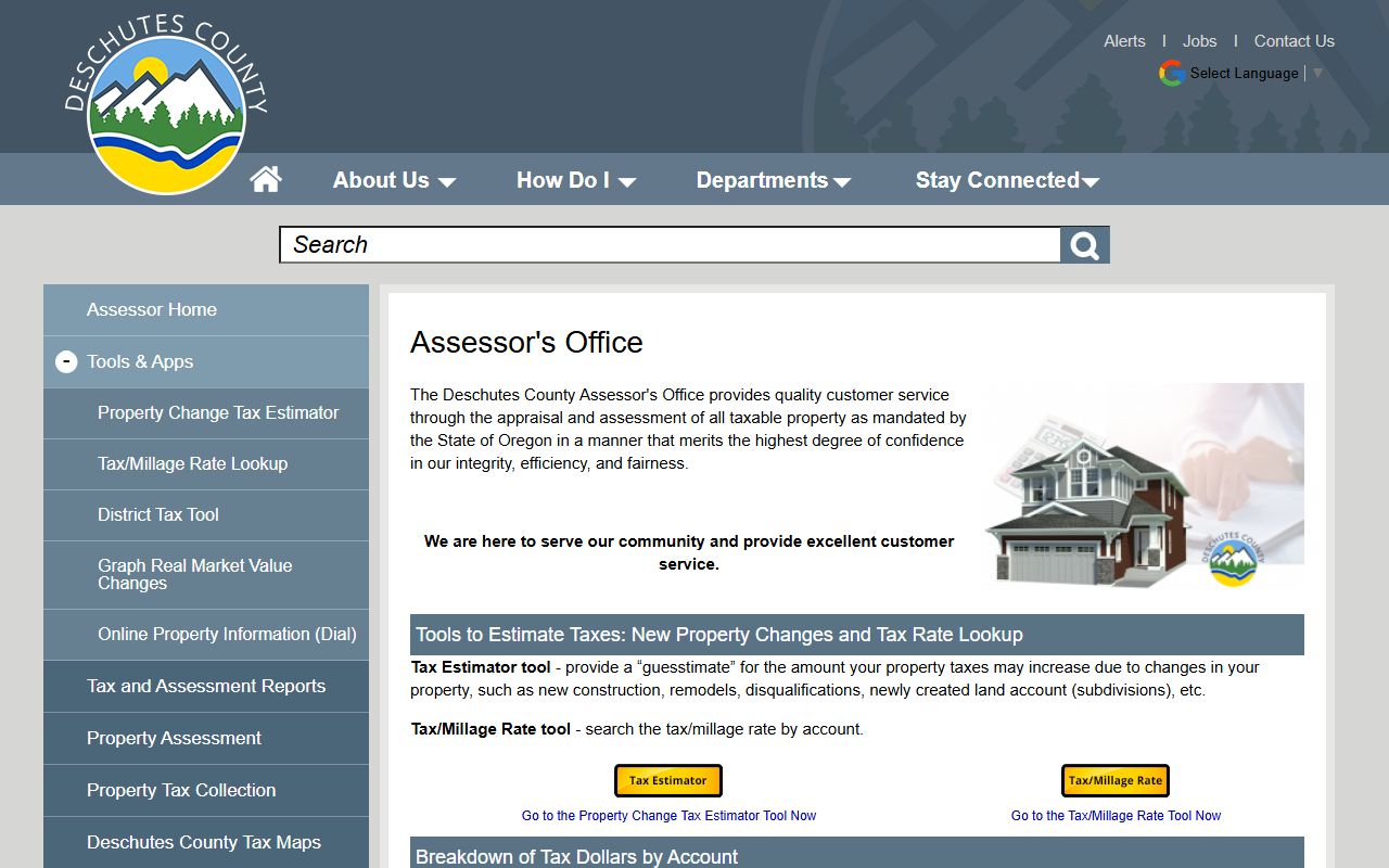 Deschutes County Assessor portal for Bend white pages property searches