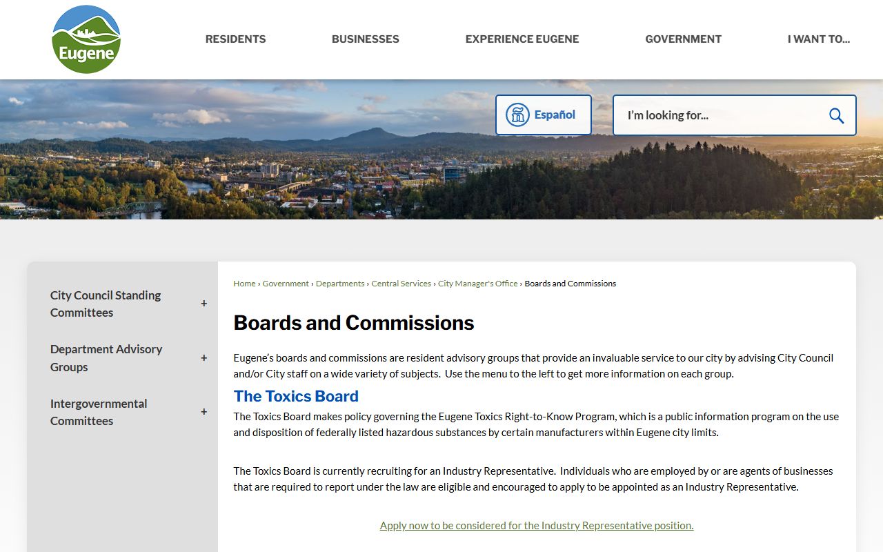 Eugene City Recorder portal for Eugene white pages records